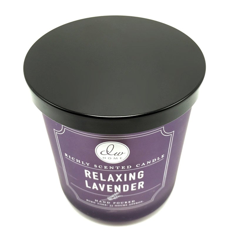 DW Home Relaxing Lavender Scented Candle Hand Poured Into a Frosted Heavy Glass Jar 9.5 Ounces - Image 2